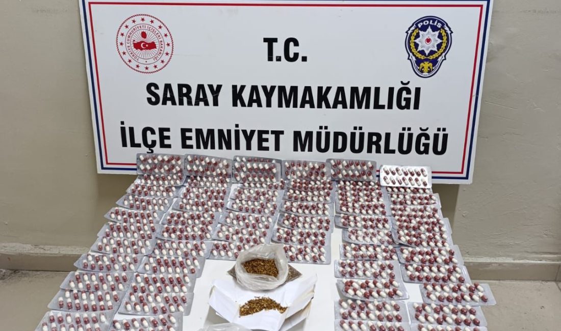 Saray ilçesinde evinde çok sayıda sentetik ecza hap ele geçirilen
