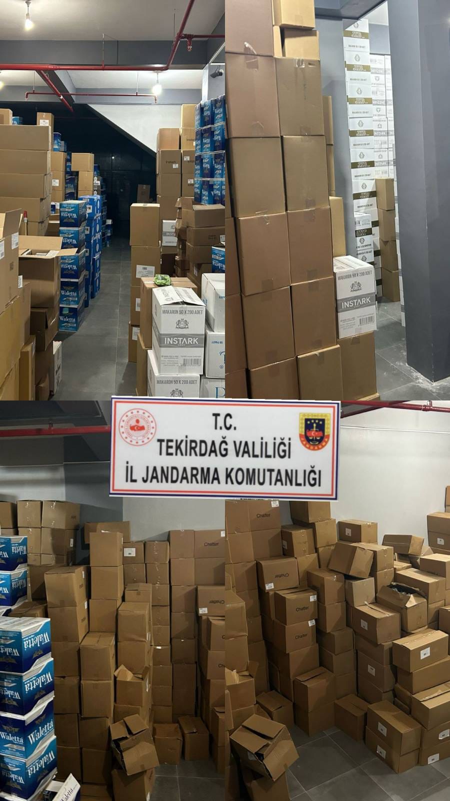 Tekirdağ’ın Çerkezköy ilçesinde gerçekleştirilen jandarma operasyonunda, büyük miktarda kaçak makaron