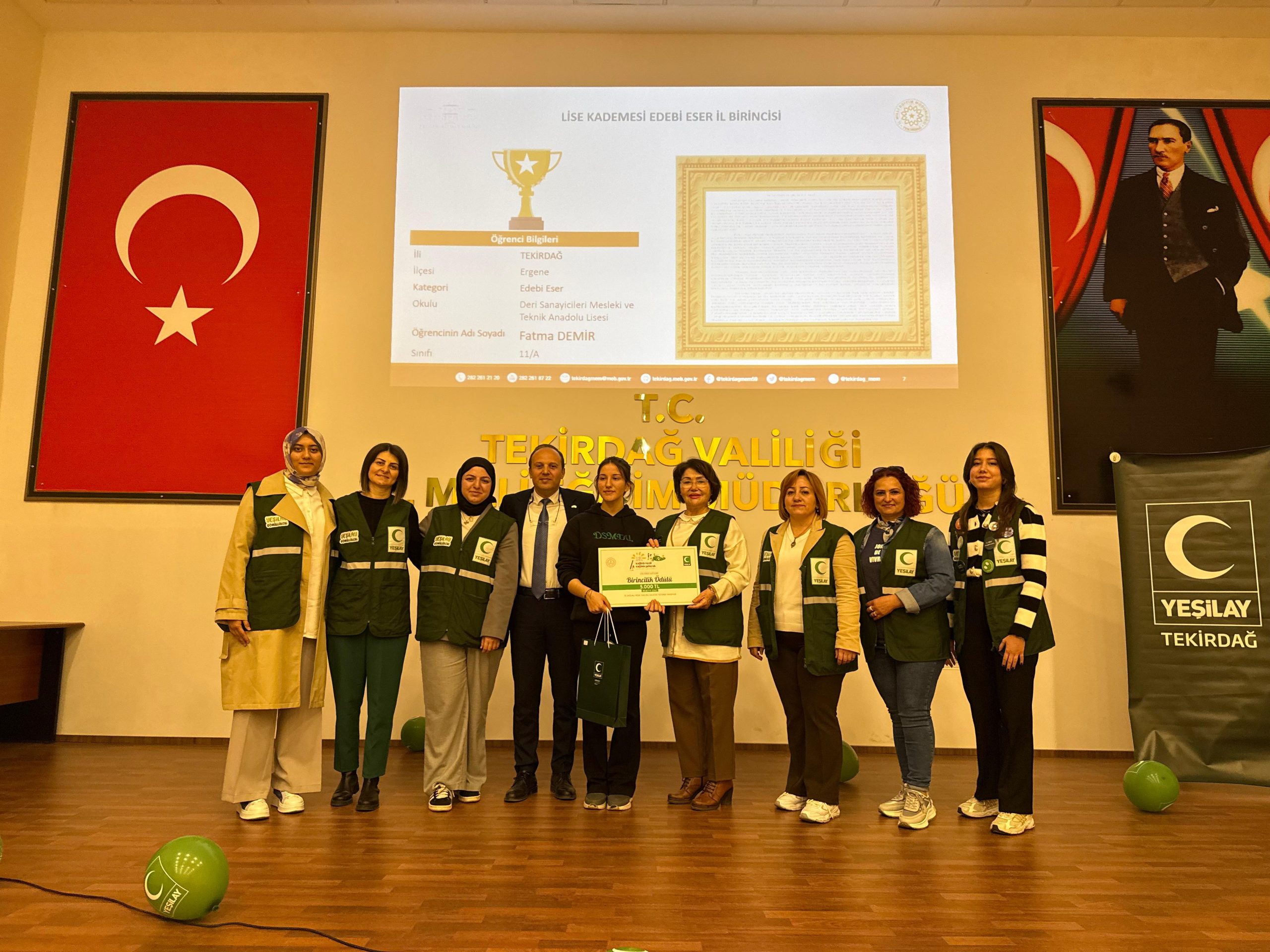 Tekirdağ’da Yeşilay tarafından düzenlenen “Sağlıklı Nesil Sağlıklı Gelecek” yarışmasında başarılı