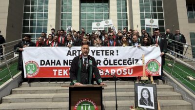 Tekirdağ’da avukatlar, Bursa’da silahlı saldırı sonucu yaşamını yitiren meslektaşları Hatice