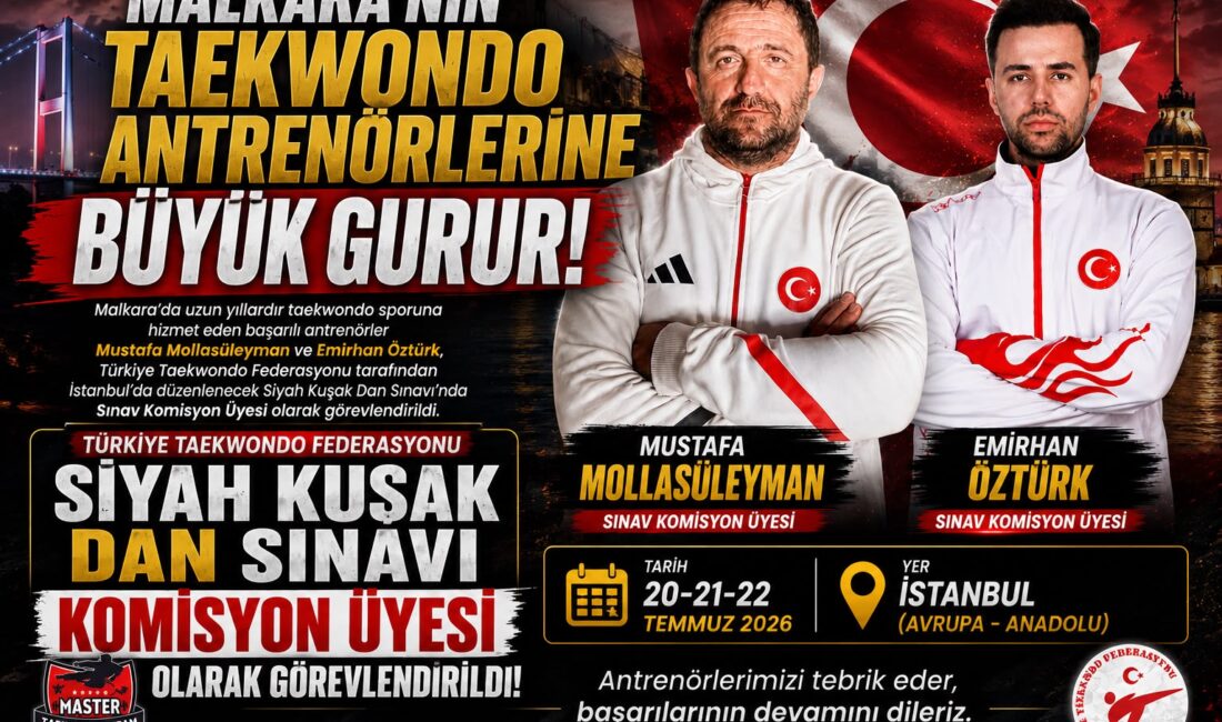 Malkaralı İki Antrenöre Türkiye Taekwondo Federasyonu’ndan Önemli Görev Mollasüleyman ve Öztürk, 20-22 Temmuz tarihlerinde İstanbul'un Avrupa ve Anadolu