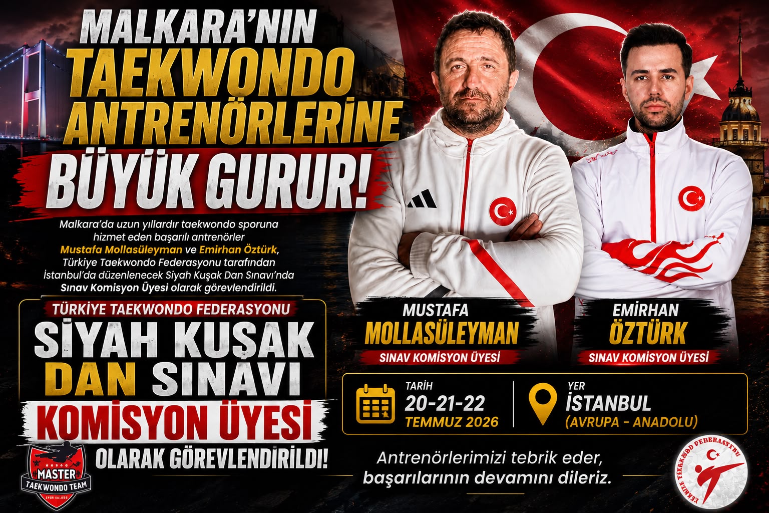 Mollasüleyman ve Öztürk, 20-22 Temmuz tarihlerinde İstanbul'un Avrupa ve Anadolu